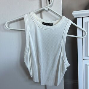 White Ribbed Crop Top
